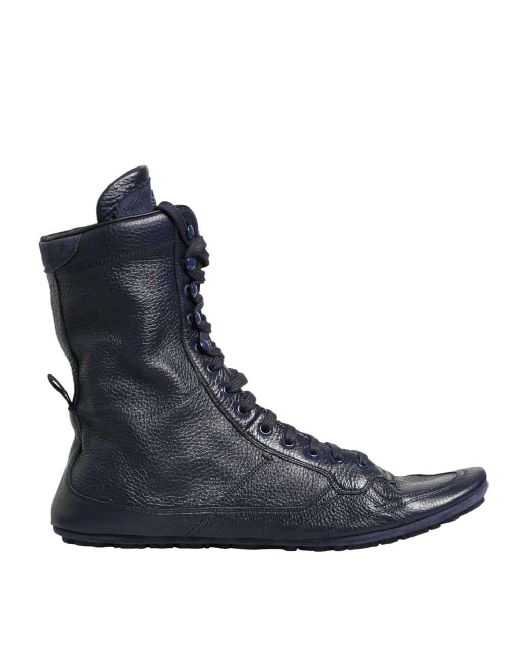 Dolce & Gabbana Dark Blue Deer Leather Mid Calf Boots Shoes for men