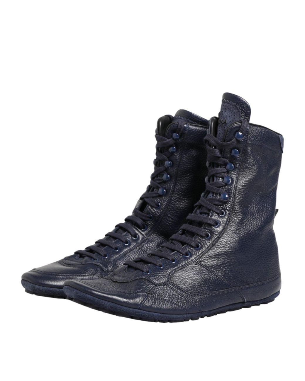Dolce & Gabbana Dark Blue Deer Leather Mid Calf Boots Shoes for men
