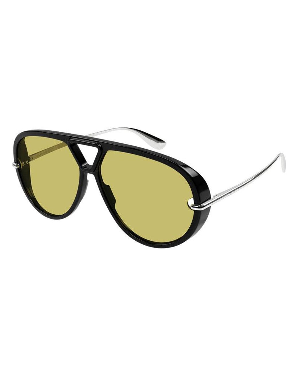Bottega Veneta Black Sunglasses Aviator Full Rim, Shiny Frame And Mustard Lens Bv1274S002
