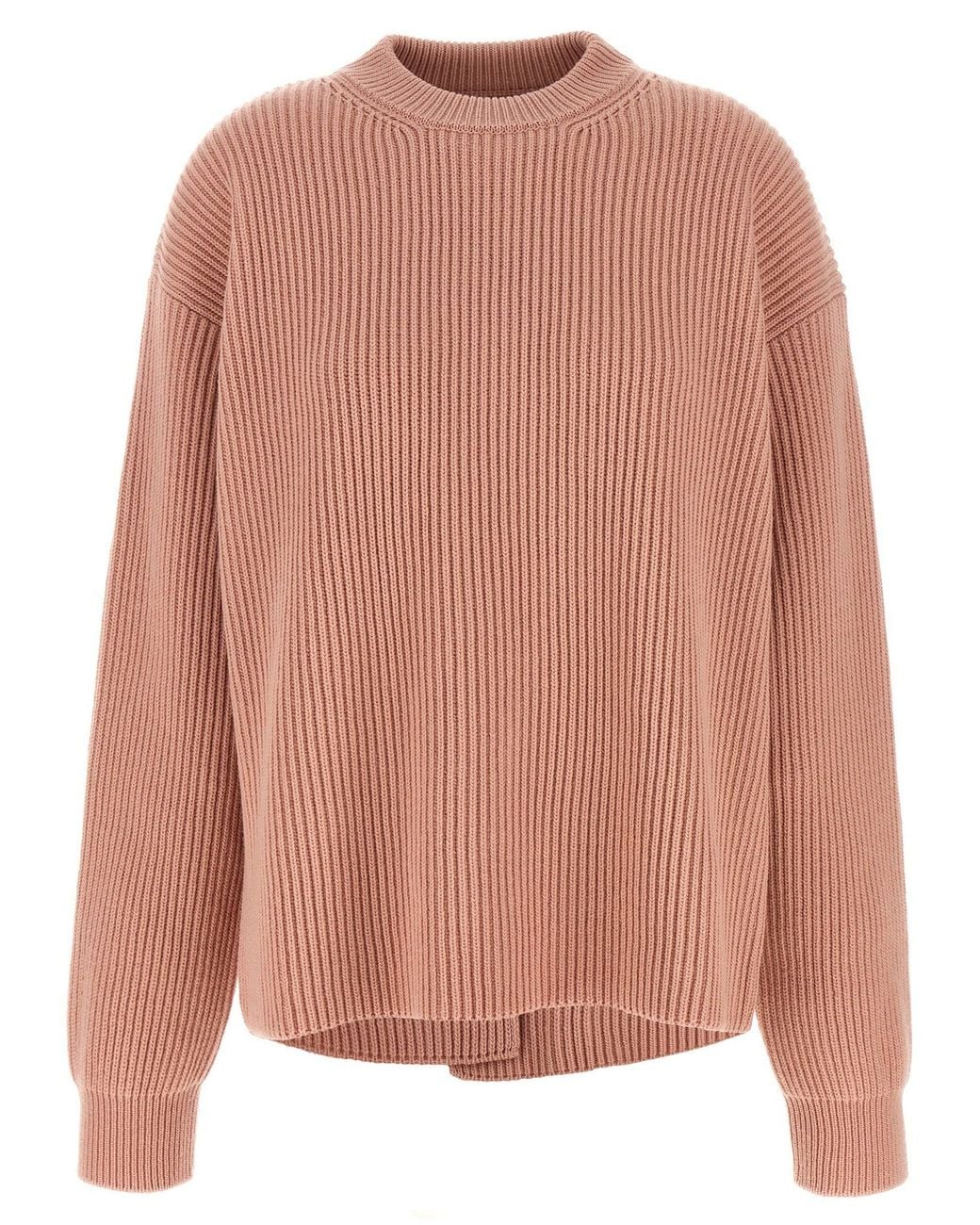Jil Sander Pink Ribbed Merino Wool Sweater