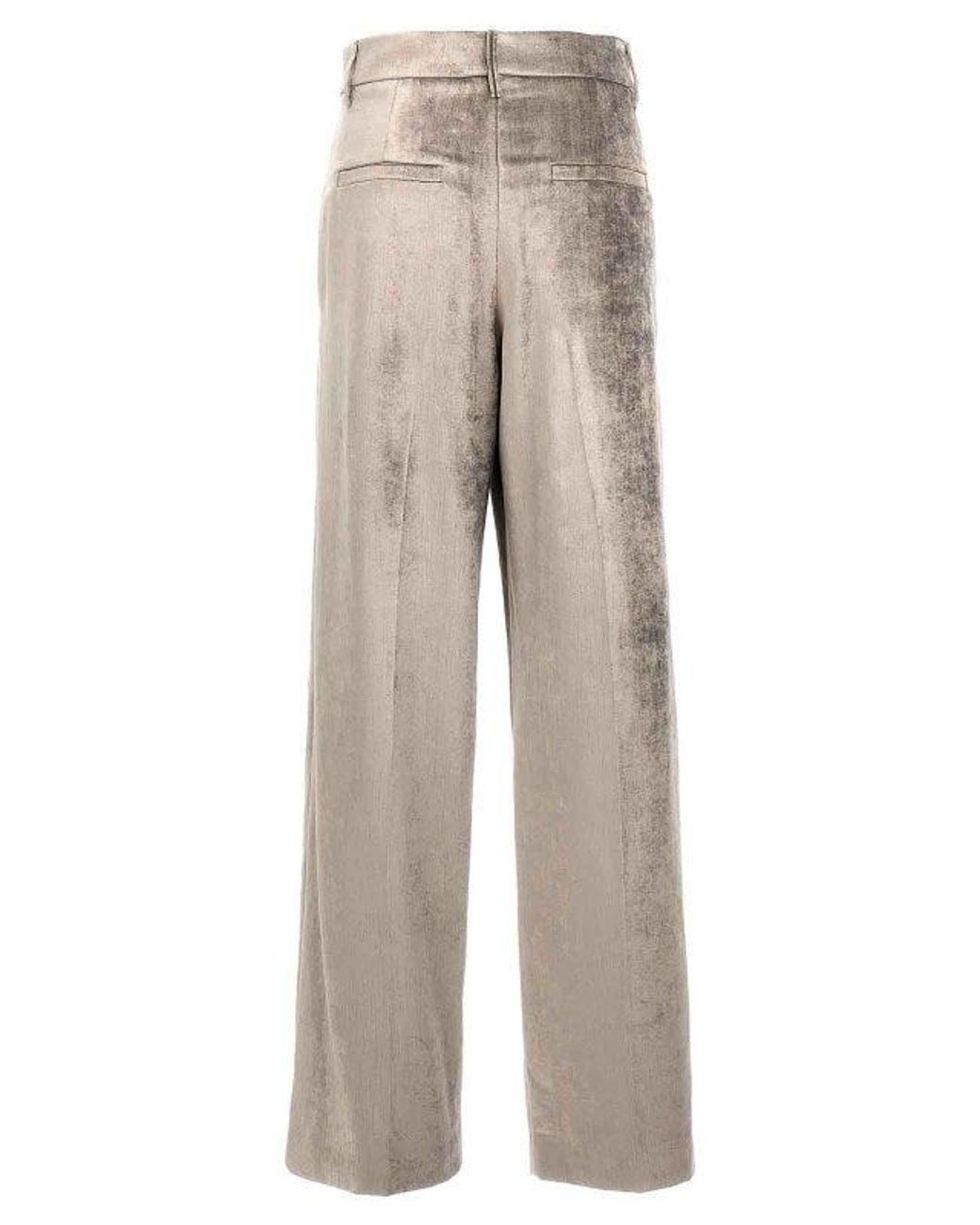 Brunello Cucinelli Natural Gray Cotton Casual Pants