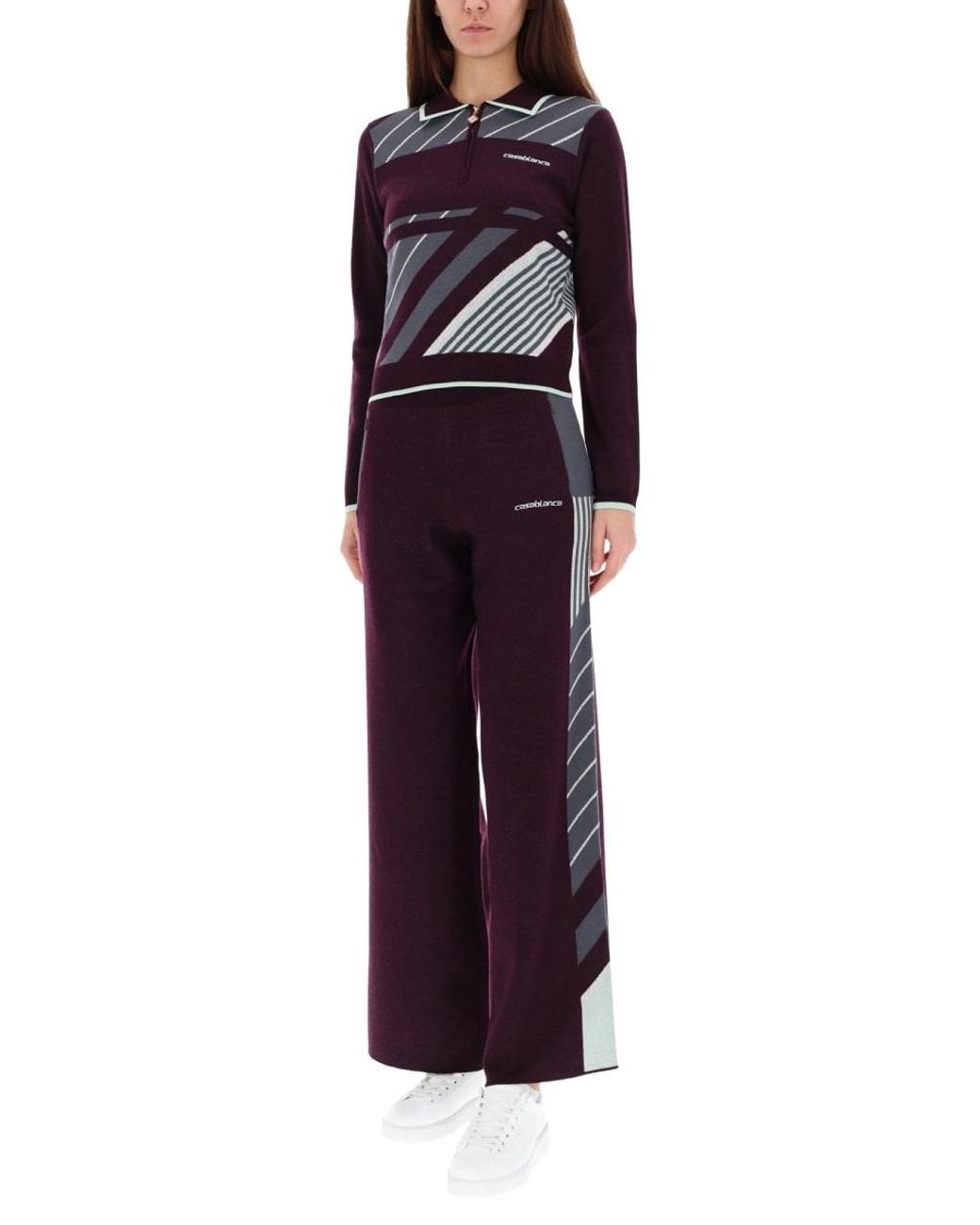 Casablanca Purple Casablanca Diagonal Merino Wool Polo Shirt