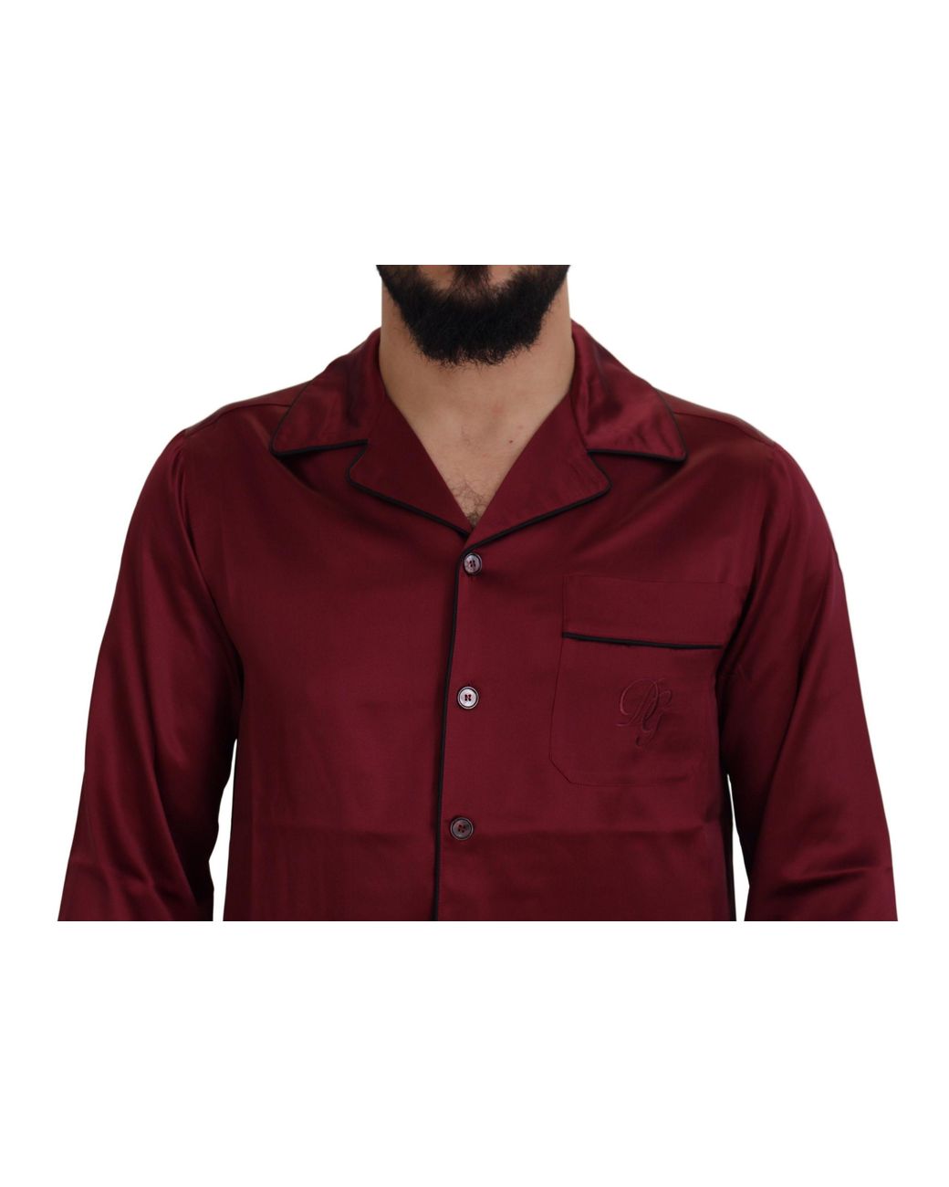 Dolce & Gabbana Red Silk Lounge Top Pajama Sleepwear Shirt for men