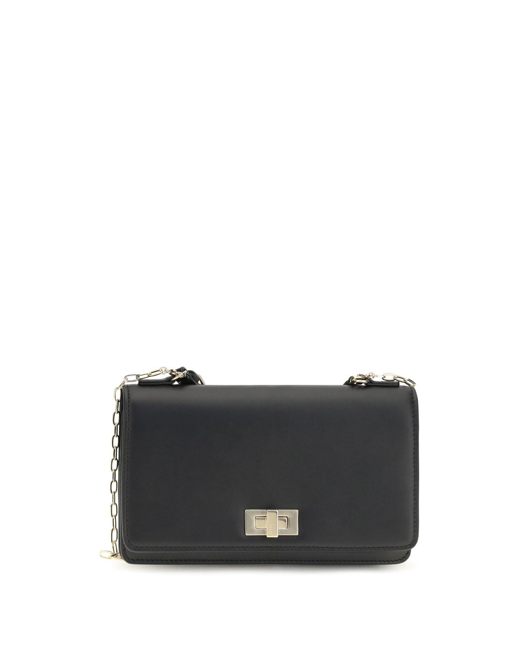 Fendi Black Leather Chain Wallet Peekaboo Calf & Purses