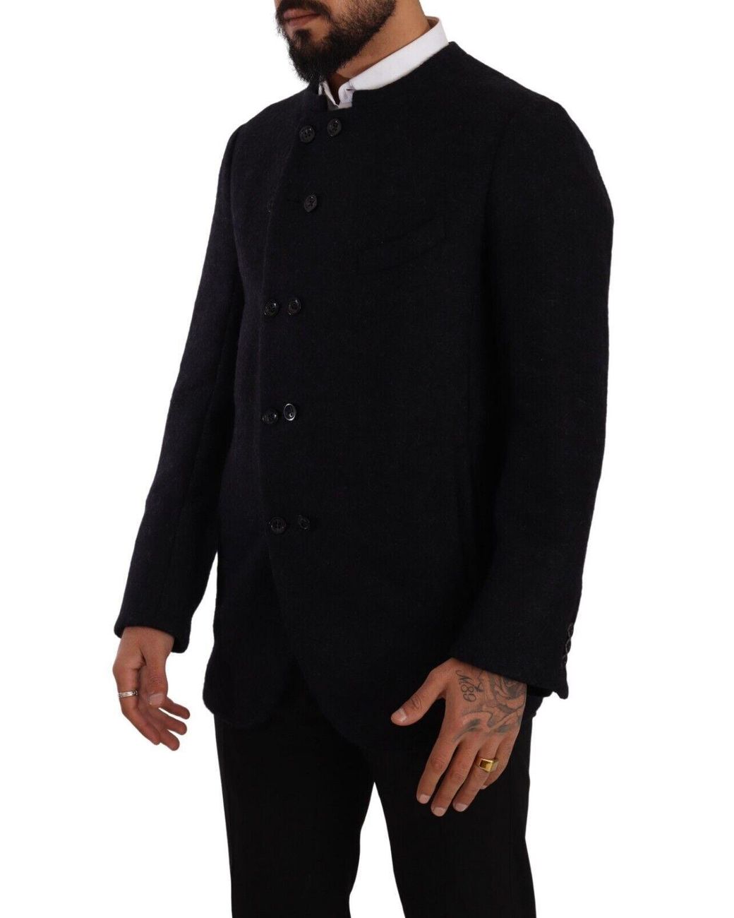 Dolce & Gabbana Black Gray Alpaca Button Down Men Coat Jacket for men