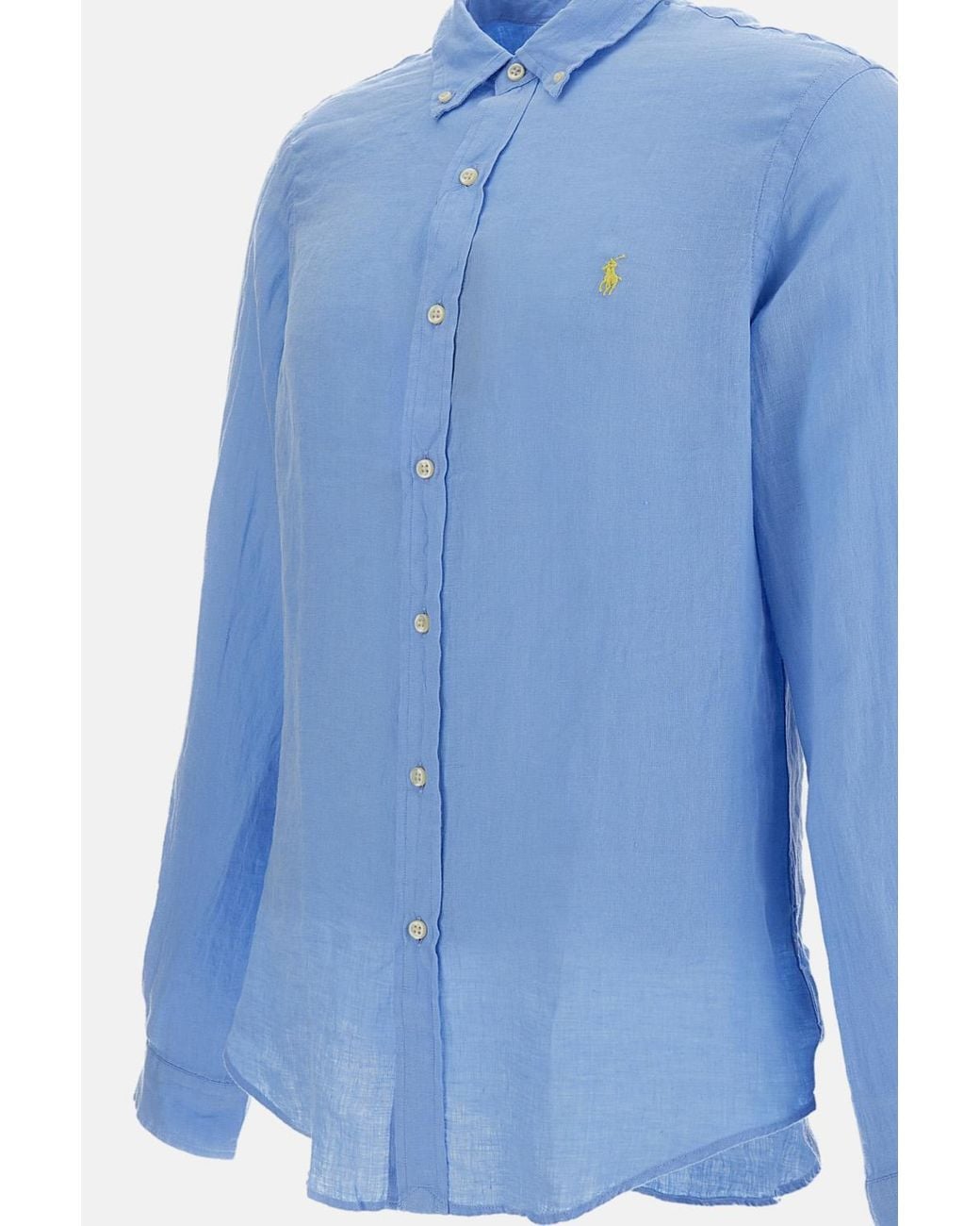 Polo Ralph Lauren Blue Light Linen Button-Down Shirt for men