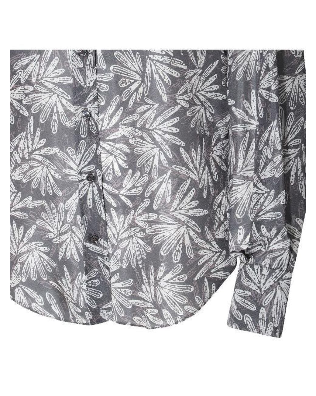 Brunello Cucinelli Gray Coal Printed Silk Button Front Shirt