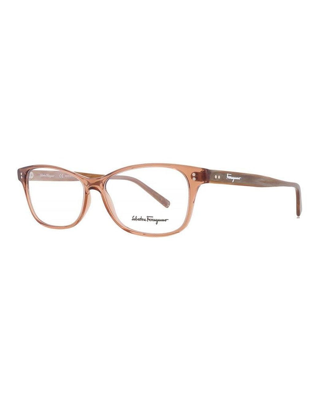 Ferragamo Brown Salvatore Eyeglasses Rectangle Full Rim, Transparent- Marble Frame And Clear Demo Lenses Lens Sf2910231 Trasparent