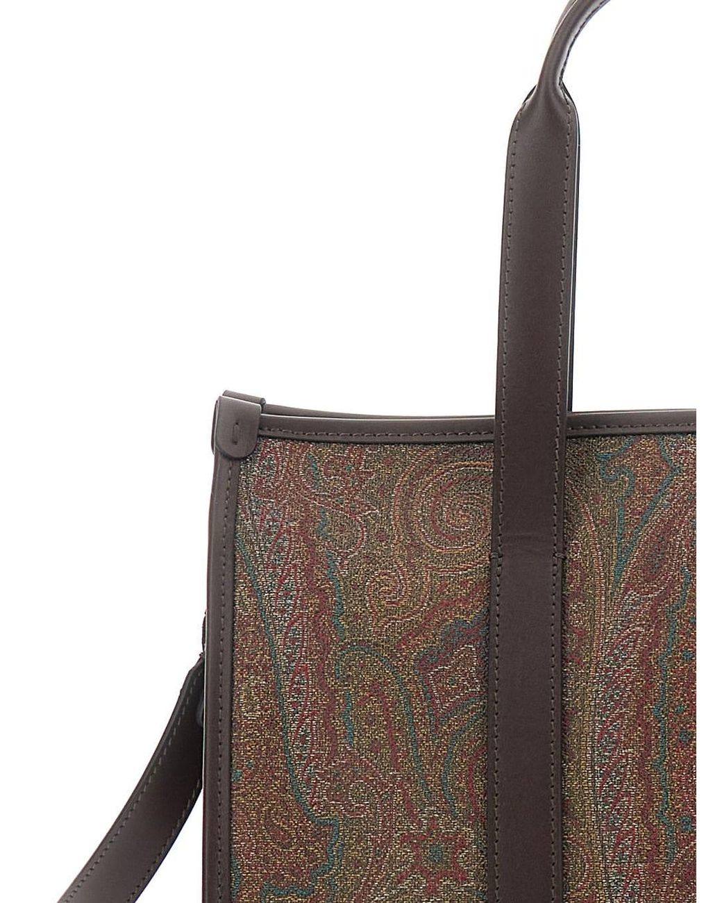 Etro Brown 'Arnica' Medium Handbag With Adjustable And Removable Shoulder Strap And All-Over Paisley Motif