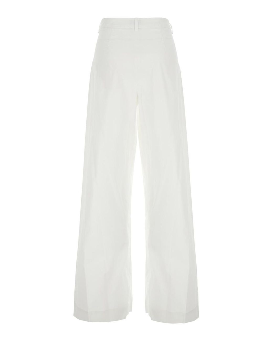 Le Plain White Popleine Pince Pants With Pleats And Pockets For Trousers