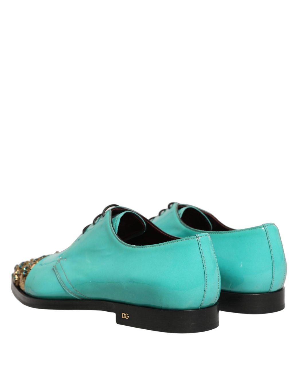 Dolce & Gabbana Blue Aqua Embellished Derby Dress Formal Shoes Leather for men