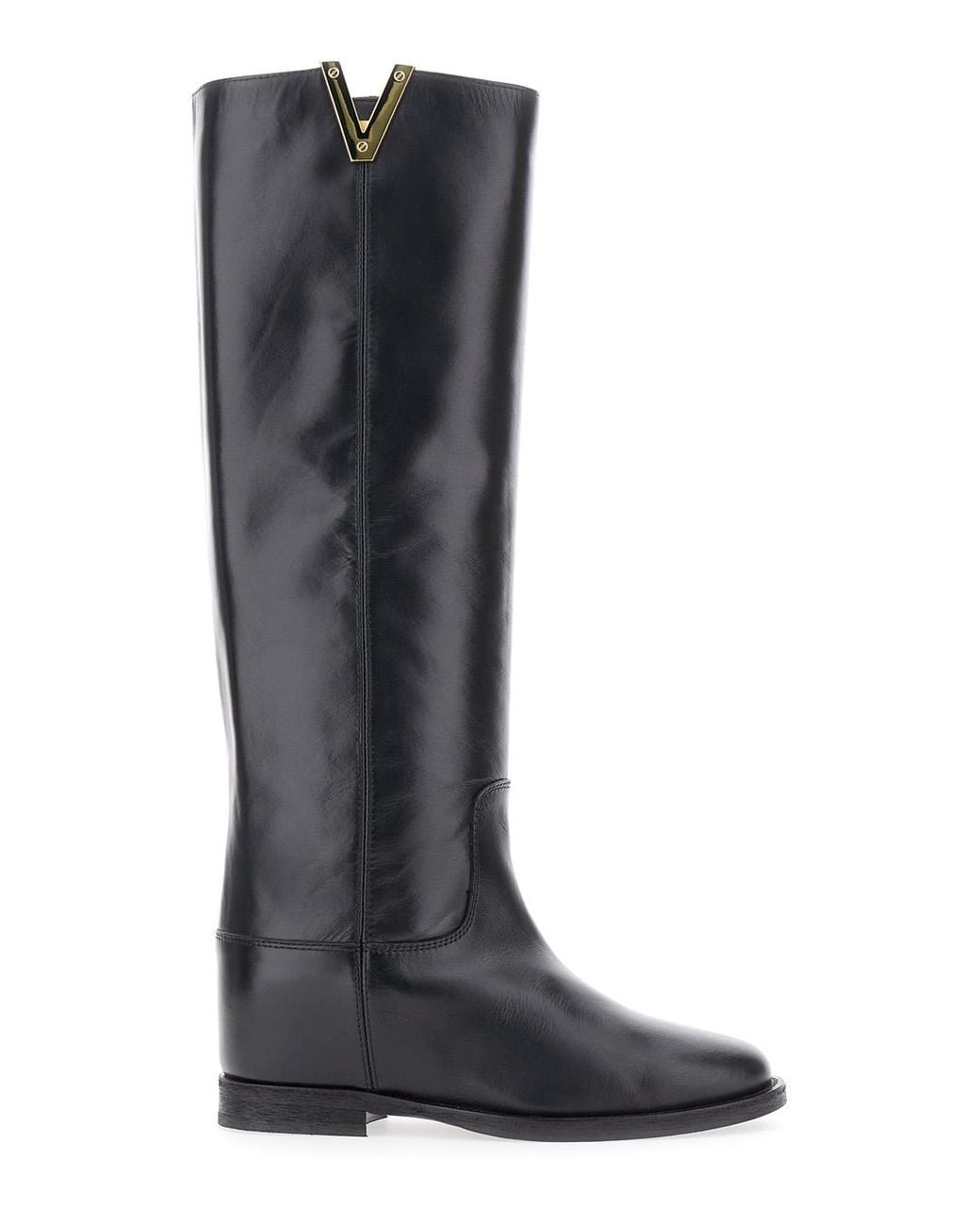 Via Roma 15 Black Boots With Side Cut-Out And Leather Logo Plate