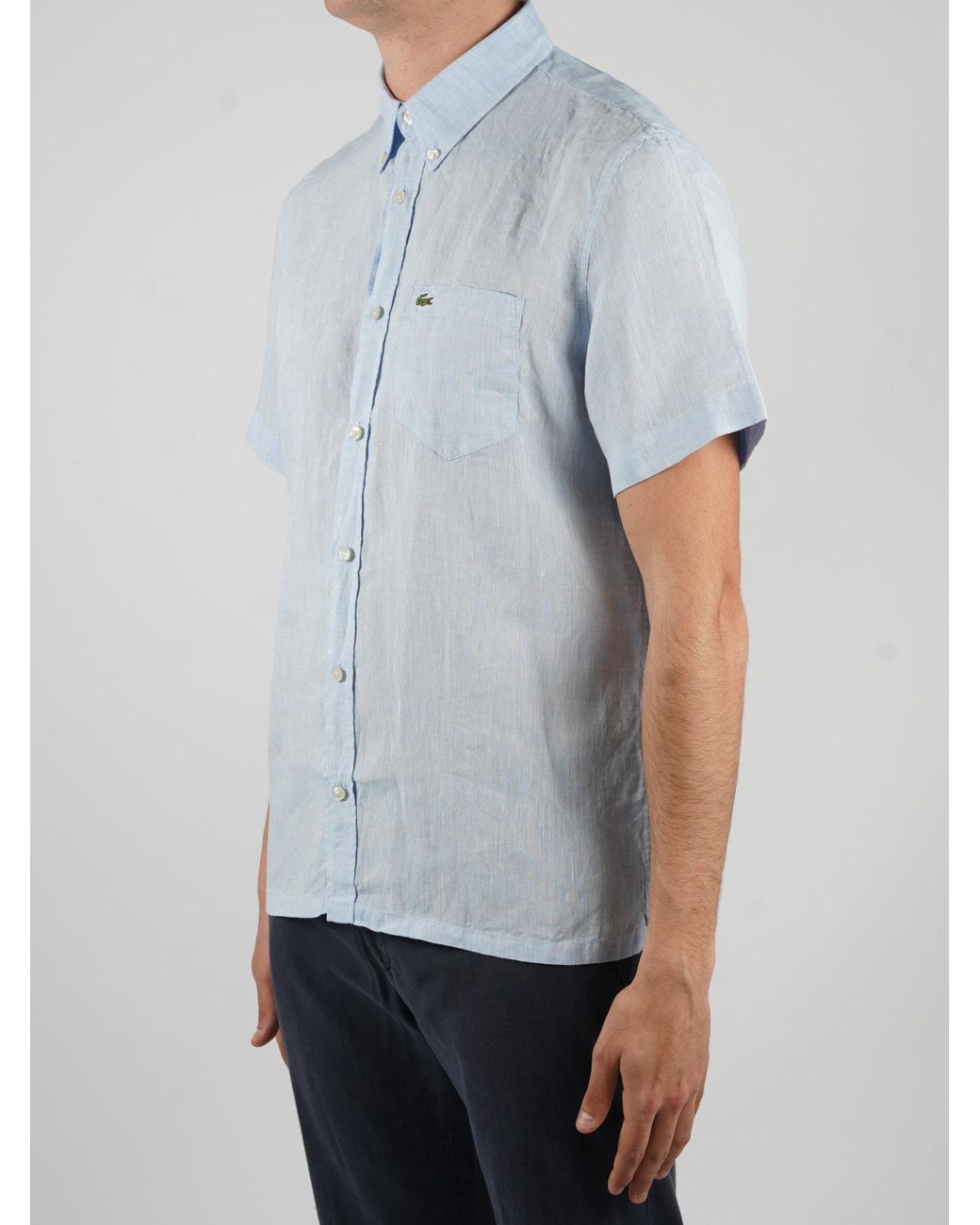 Lacoste Camicia Manica Corta Uomo Shirt in Blue for Men | Lyst