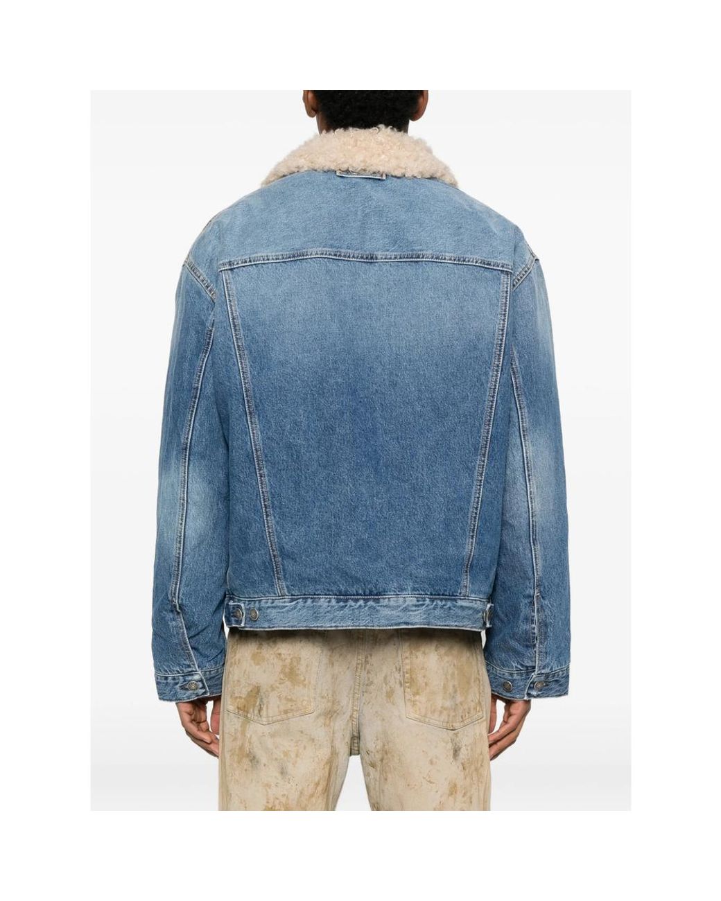 Acne Blue Button Fastening Shearling Collar Outerwear Cotton: 100. Jacket for men