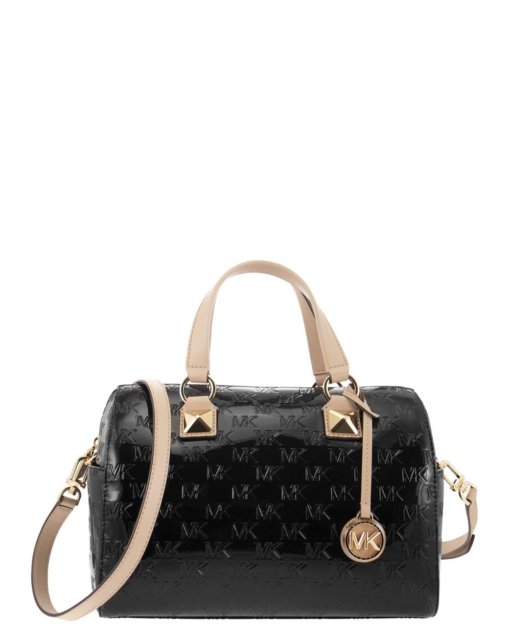 Michael kors black purse 2024 with tan straps