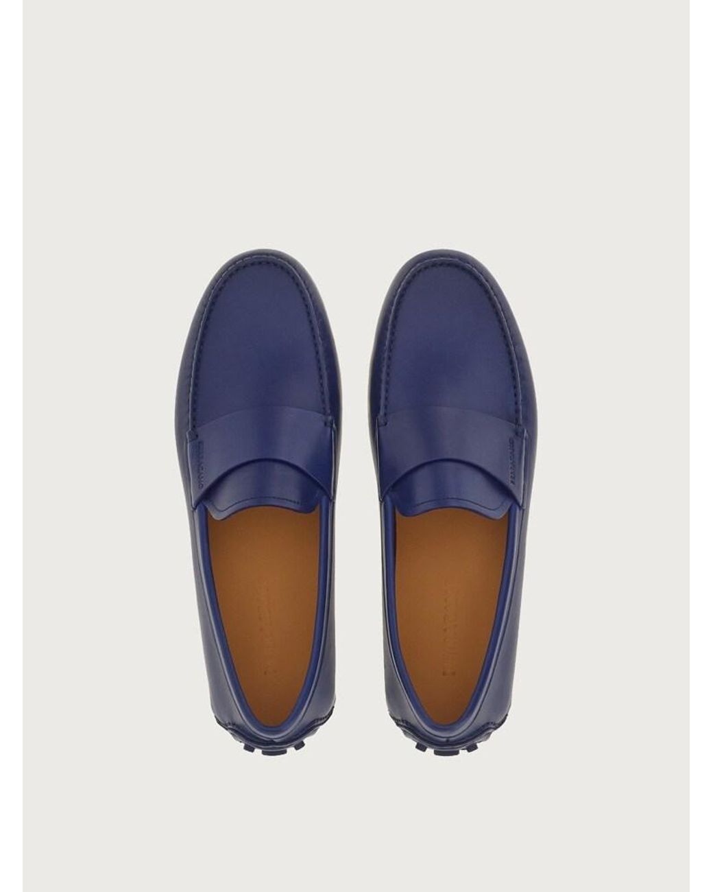 Ferragamo Blue Calf Leather Loafers for men