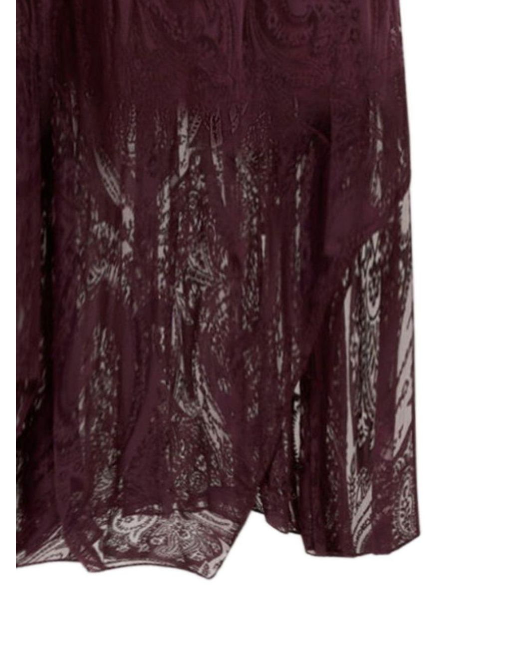 Etro Purple Sleeveless Burgundy Cotton-Blend Dévoré Crêpe Jersey Maxi Dress With All-Over Paisley Pattern