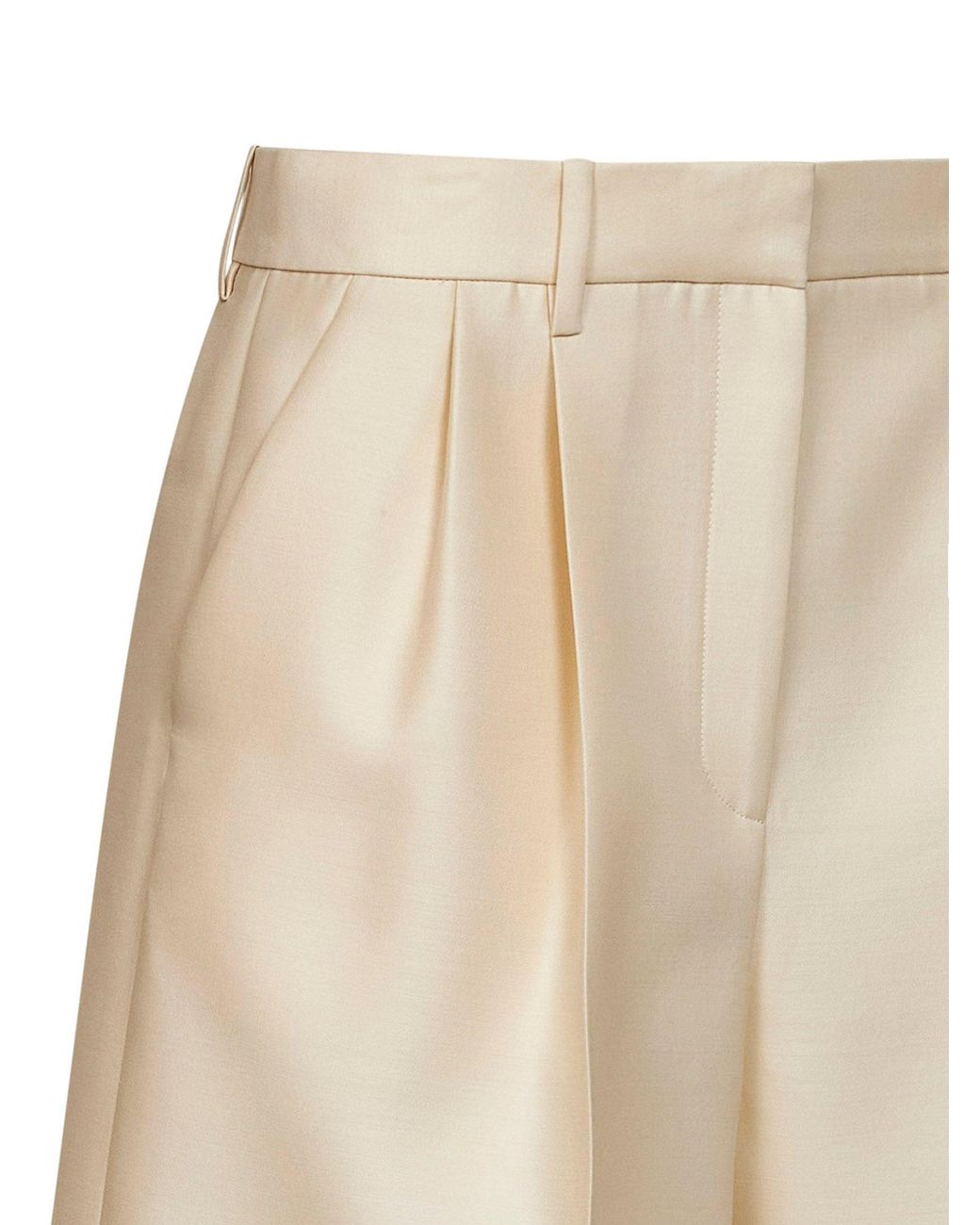 Khaite Natural Shorts Auggie Wool-Silk