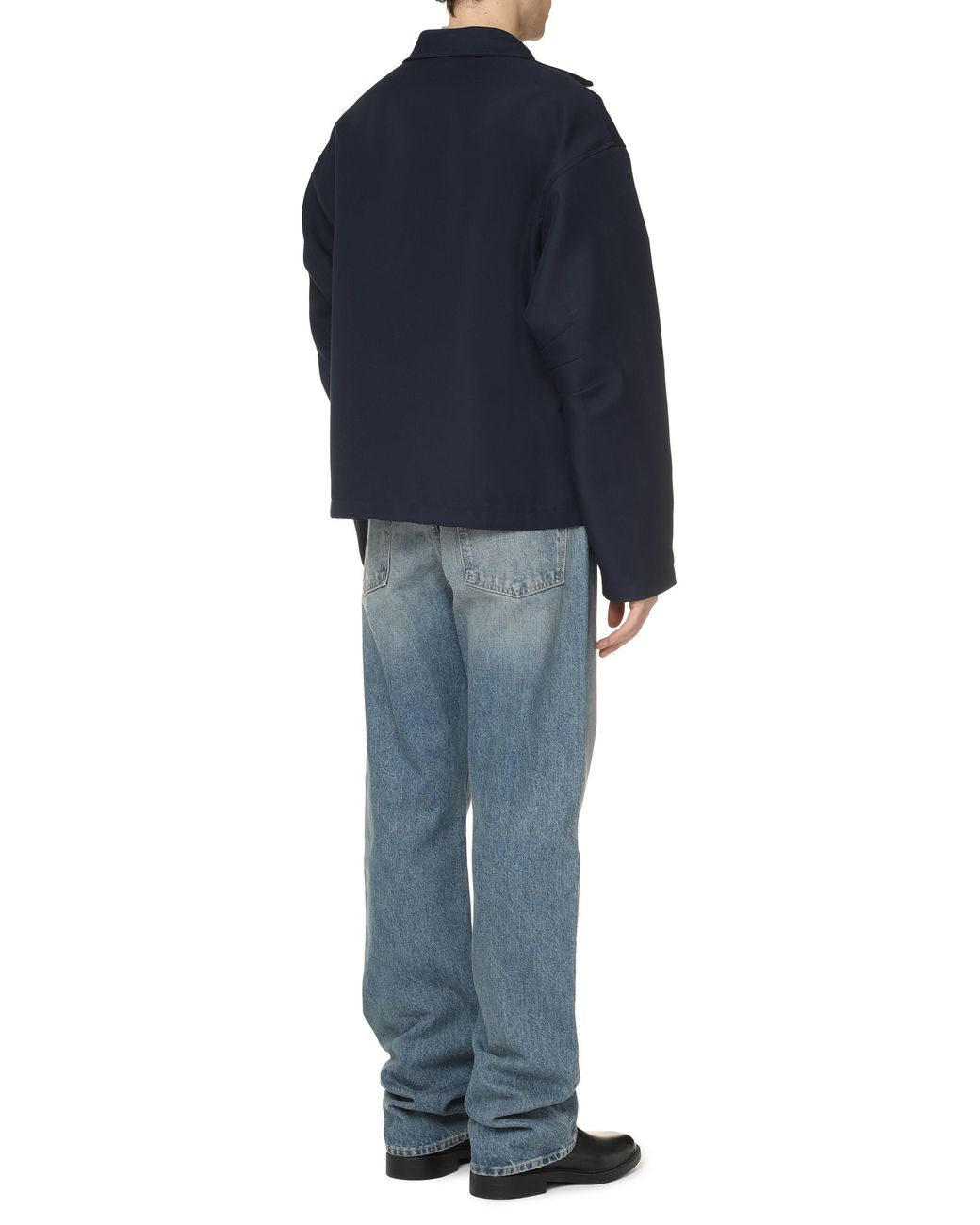 Gucci Blue Wool Blend Jacket With Drawstring Hem Silk Raincoats for men