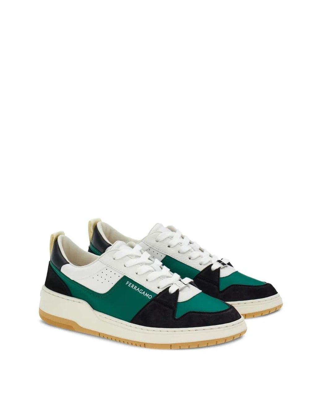 Ferragamo Blue Dennis Panelled Sneakers 022376769706 for men