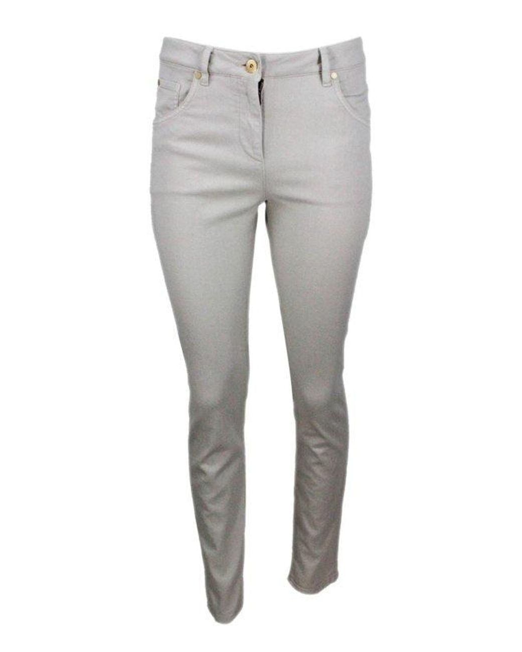 Brunello Cucinelli Gray Warm Slim Fit Cotton Trousers