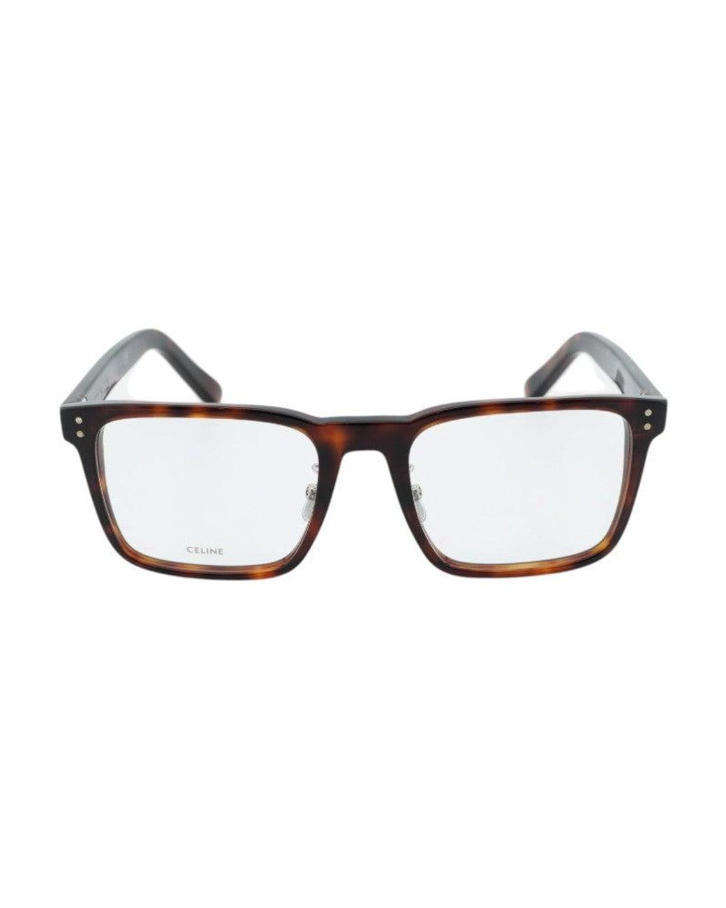Céline Brown Eyeglasses Square Full Rim, Havana Frame And Clear Demo Lens Cl50030J054