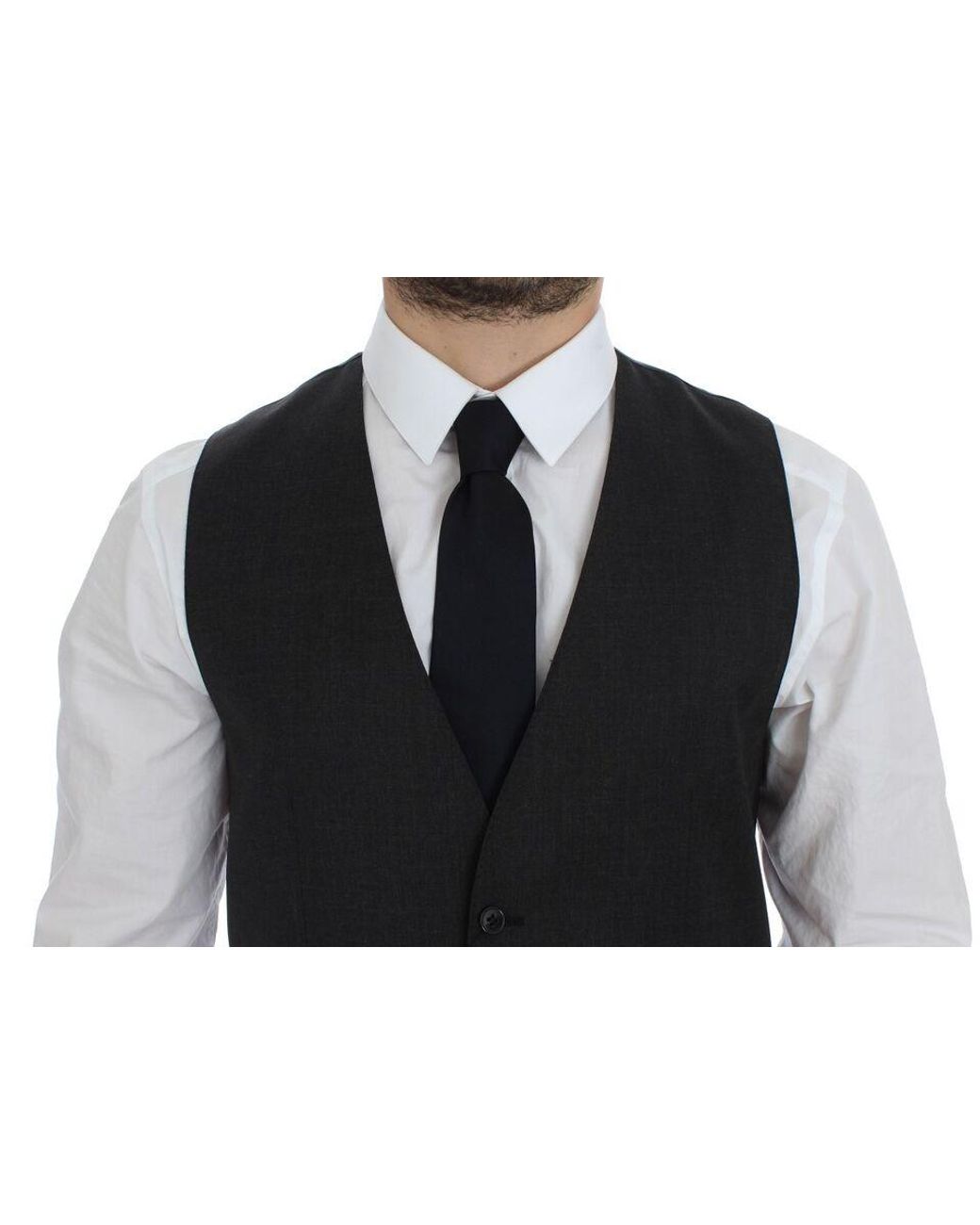 Dolce & Gabbana Black Wool Formal Dress Vest Gilet Weste for men