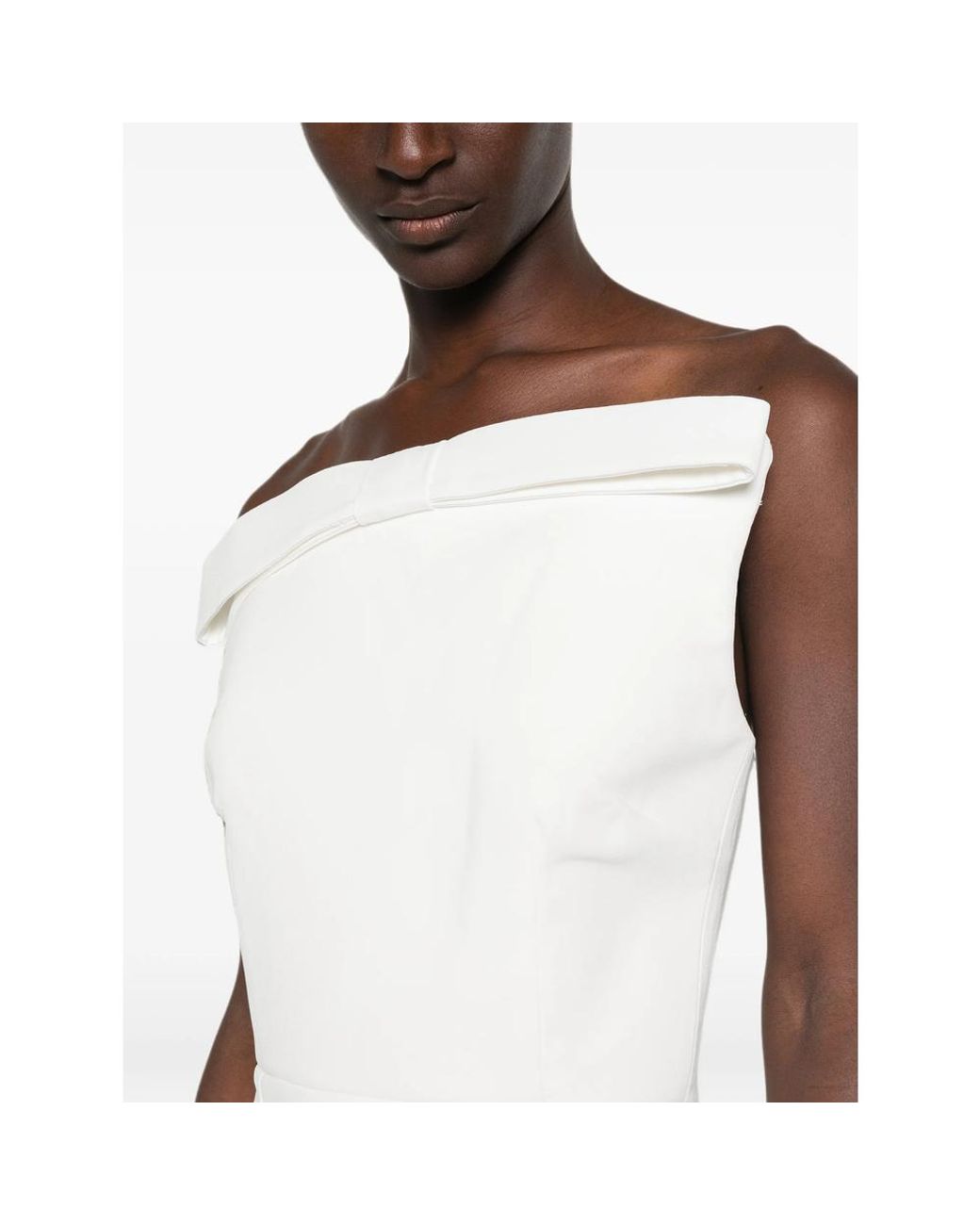New Arrivals White Off-The-Shoulder Bow Detail Evening Dress Polyester