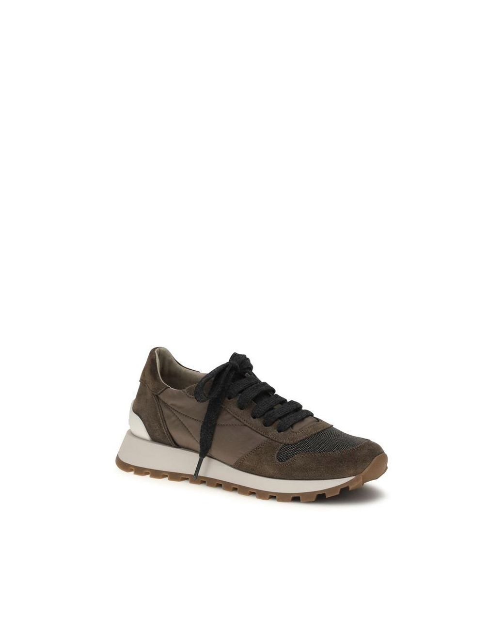 Brunello Cucinelli Brown Calf Leather Bos Taurus Athletic Sneakers