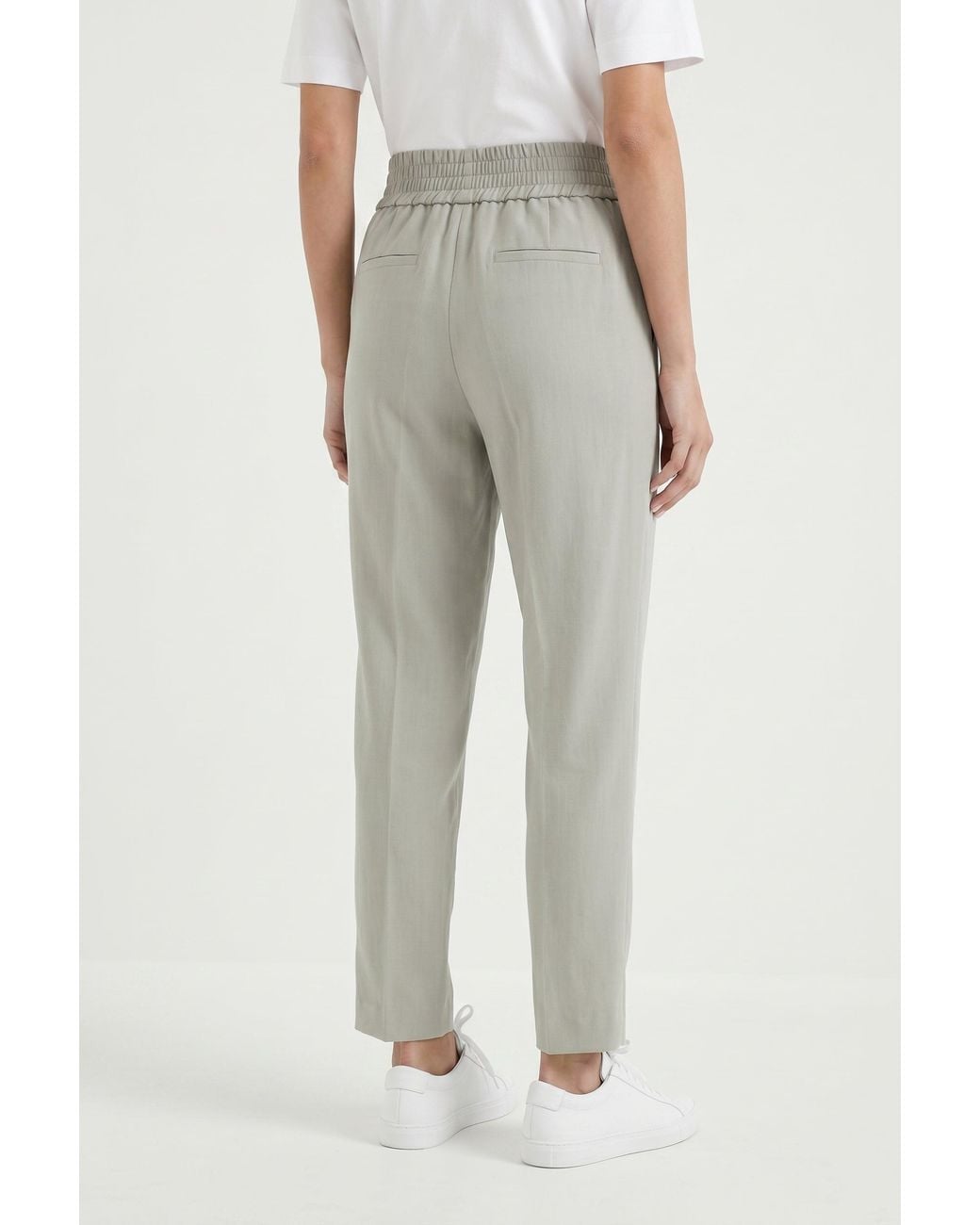 Brunello Cucinelli Gray Light Relaxed Linen Trousers
