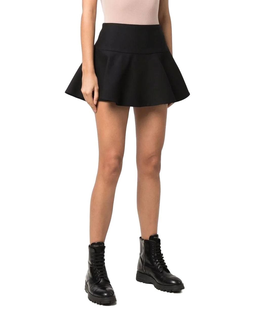 Valentino Black Flared Virgin Wool-Silk Blend Mini Skirt