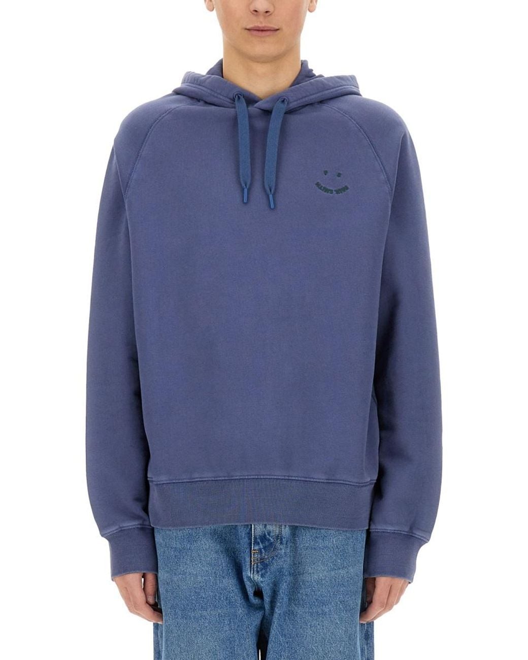 Paul Smith Blue Organic Cotton Hoodie Sweatshirts for men