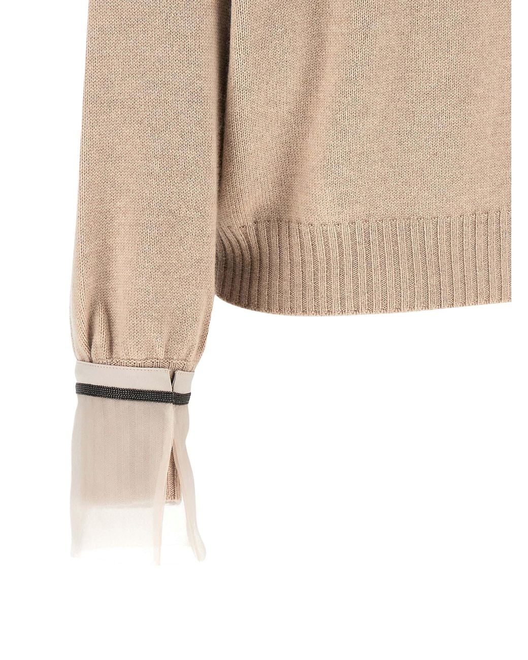 Brunello Cucinelli Natural Brunello Cucinelli Cashmere Crew Neck Sweater
