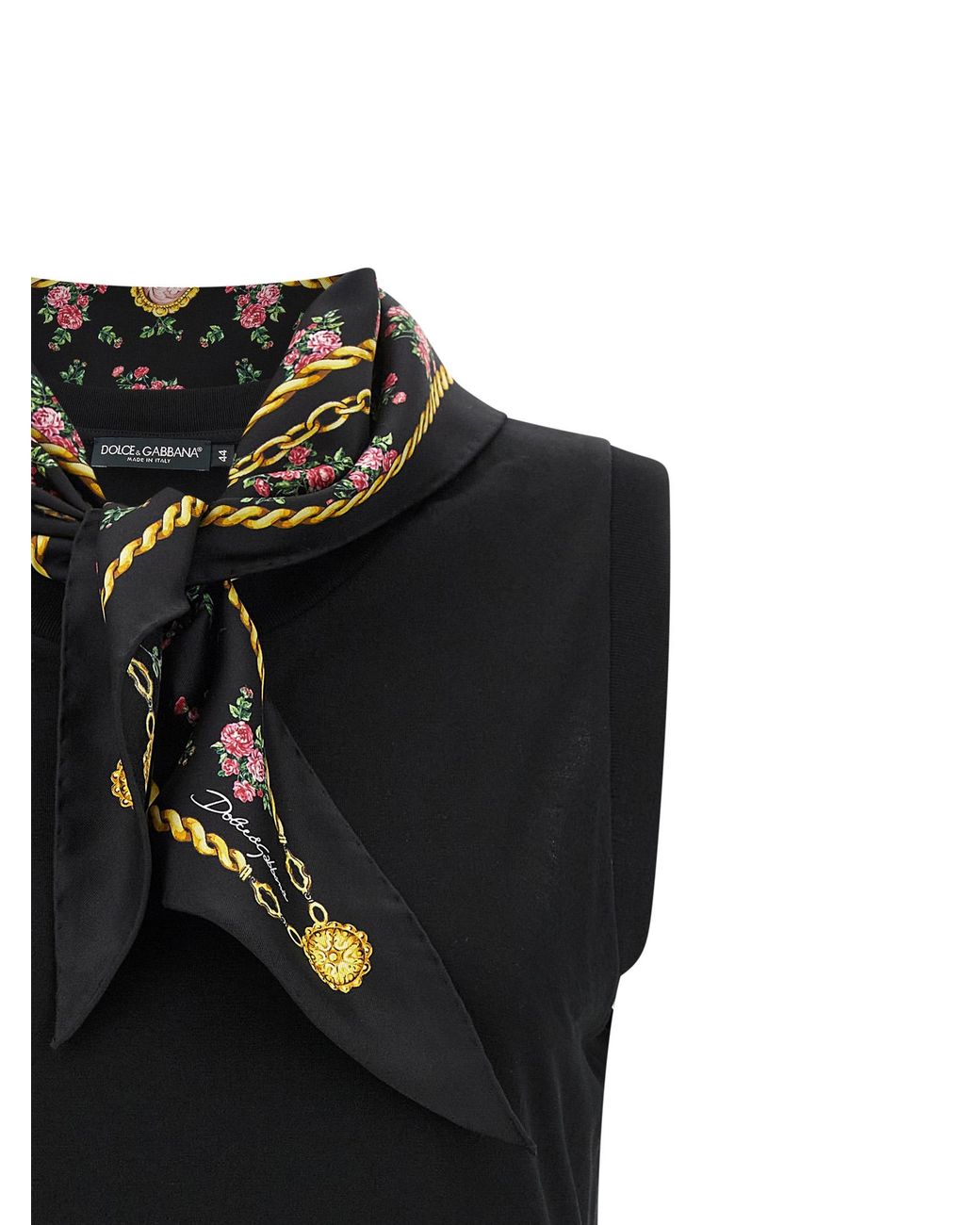 Dolce & Gabbana Black Dolce & Gabbana T-Shirt With Scarf