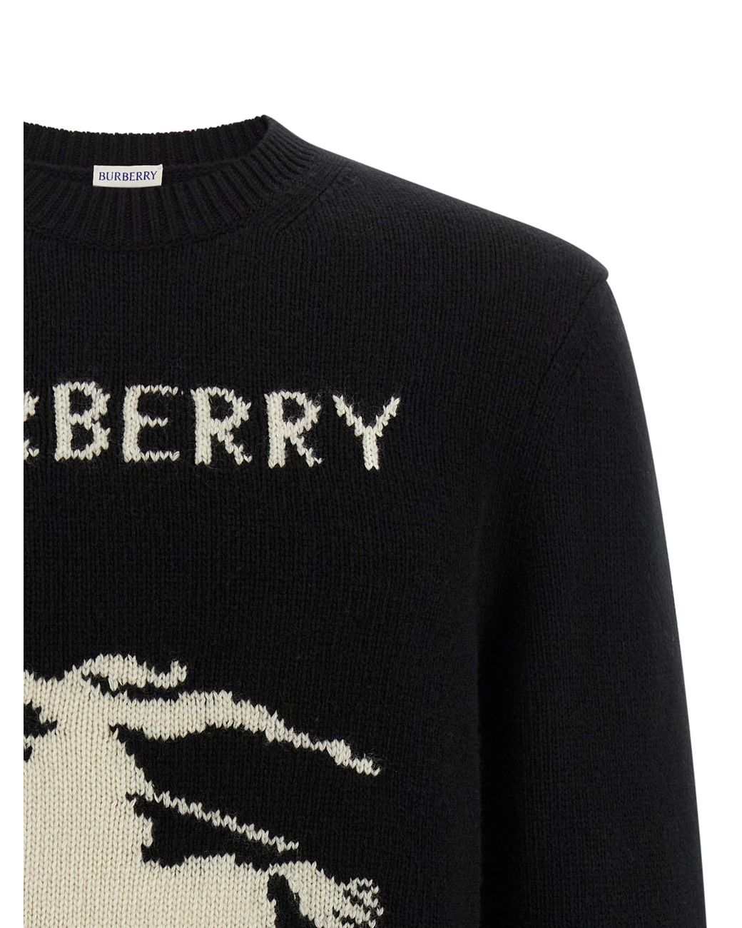 Burberry Black Burberry Logo-Embroidered Wool-Cashmere Sweater for men