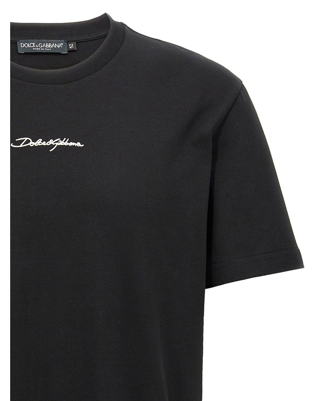 Dolce & Gabbana Black Dolce & Gabbana Logo-Embroidered T-Shirt for men