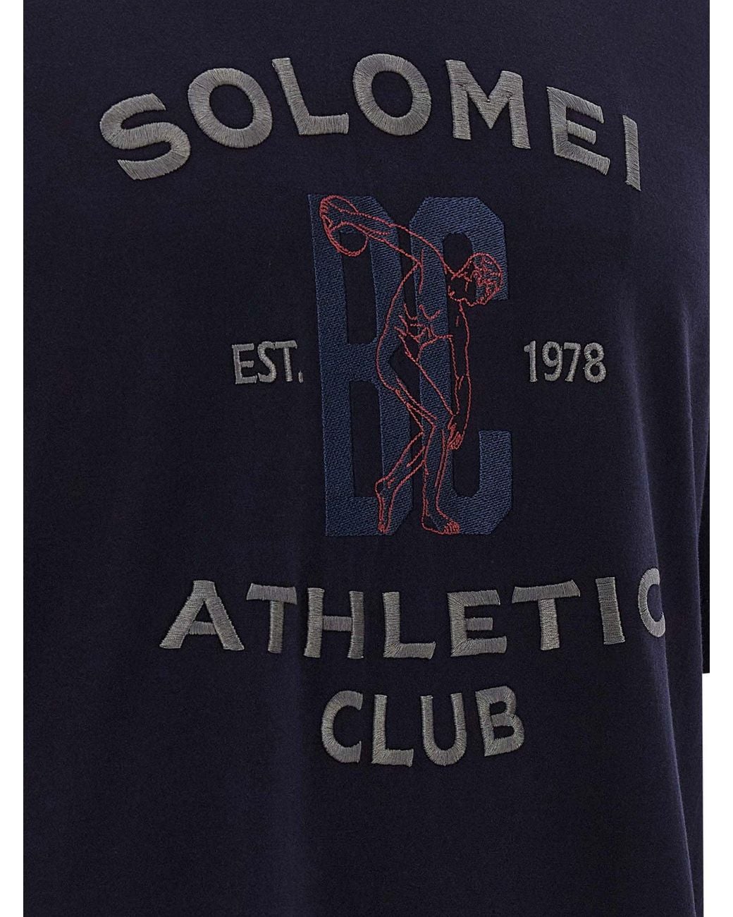 Brunello Cucinelli Blue Solomei Athletic Club Print T-Shirt