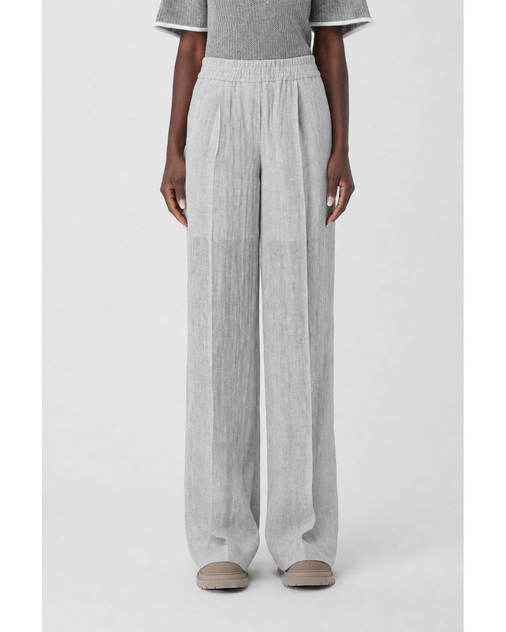 Brunello Cucinelli Gray Light Linen Trousers