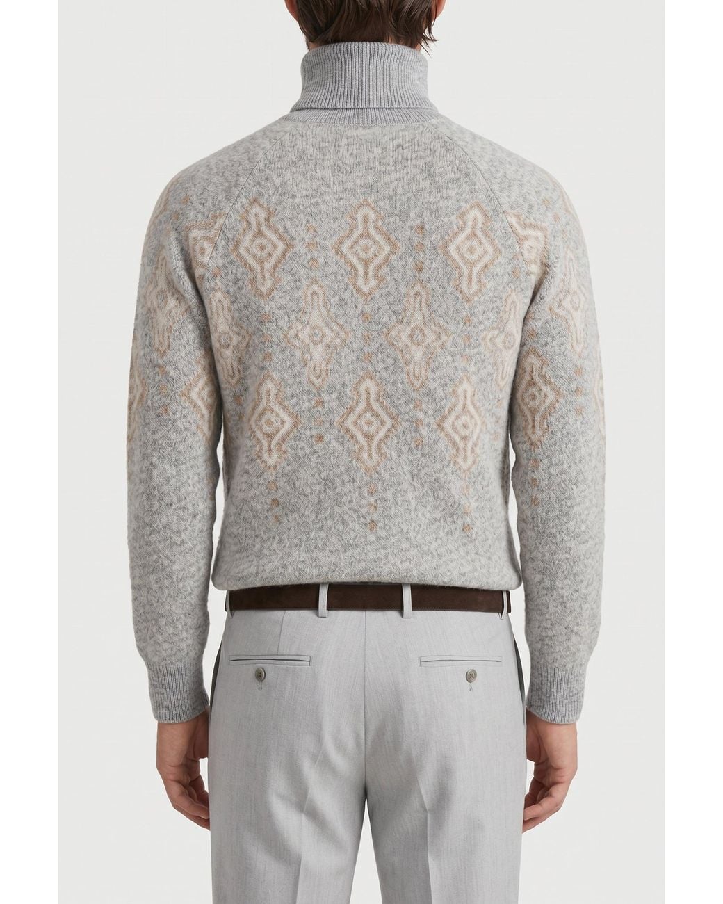 Brunello Cucinelli Gray Light Wool Turtleneck Sweater for men