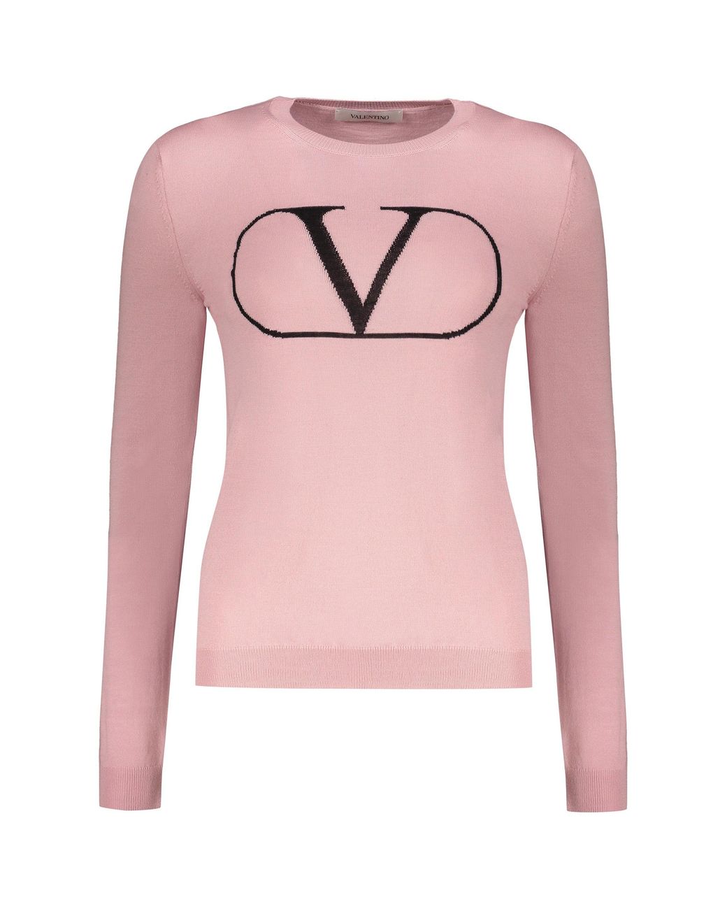 Valentino Pink Wool Crewneck Sweater Clothing