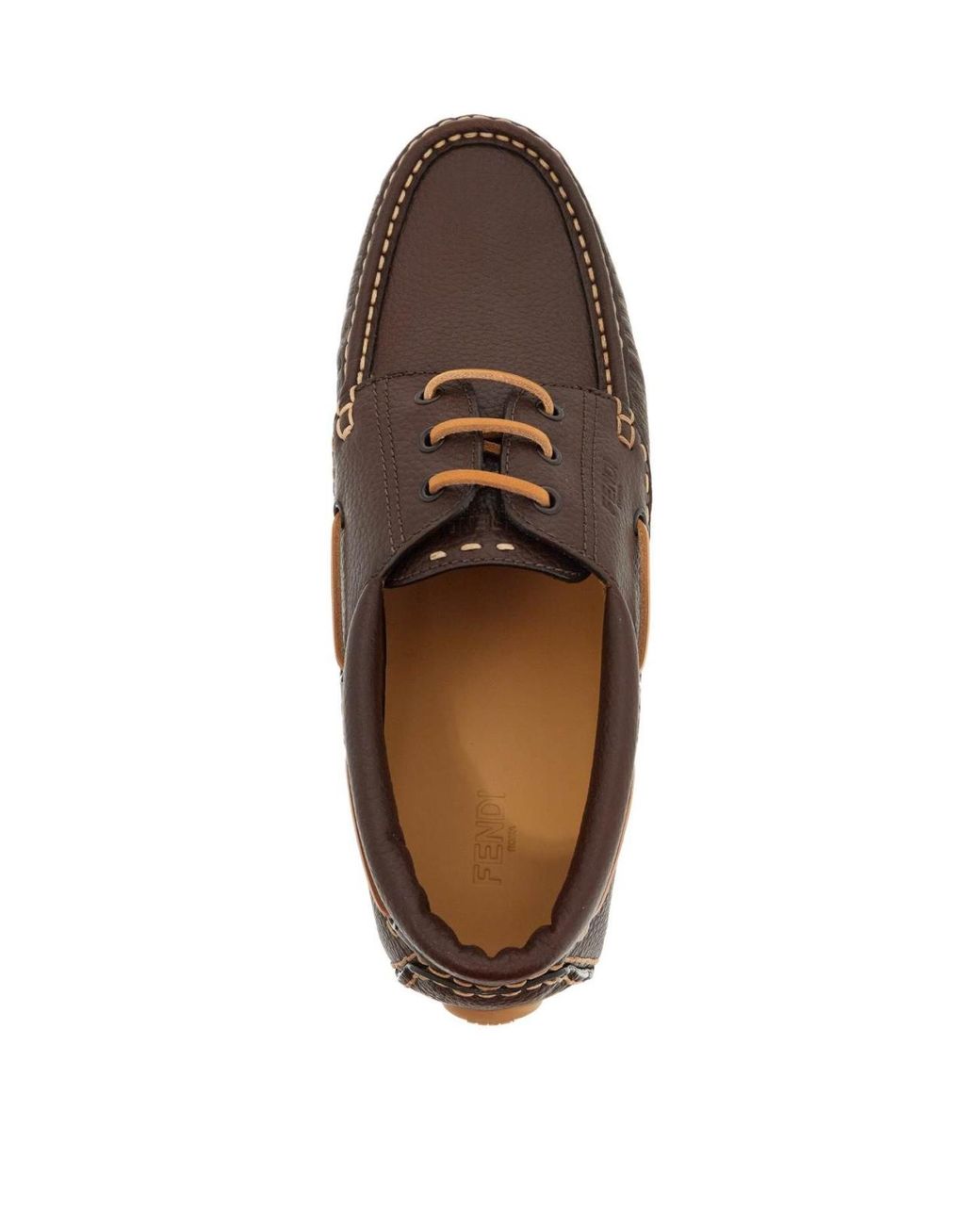 Fendi Brown Deck Logo Lace-Up Shoes Derby & Oxfords for men