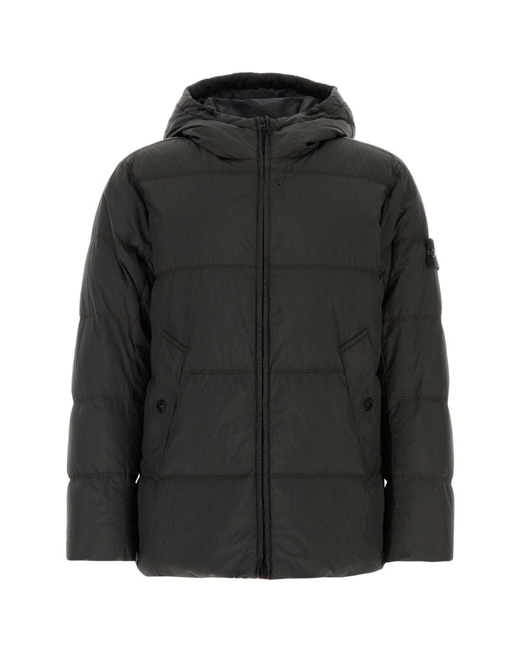 Stone Island Black Graphite Nylon Down Jacket for men