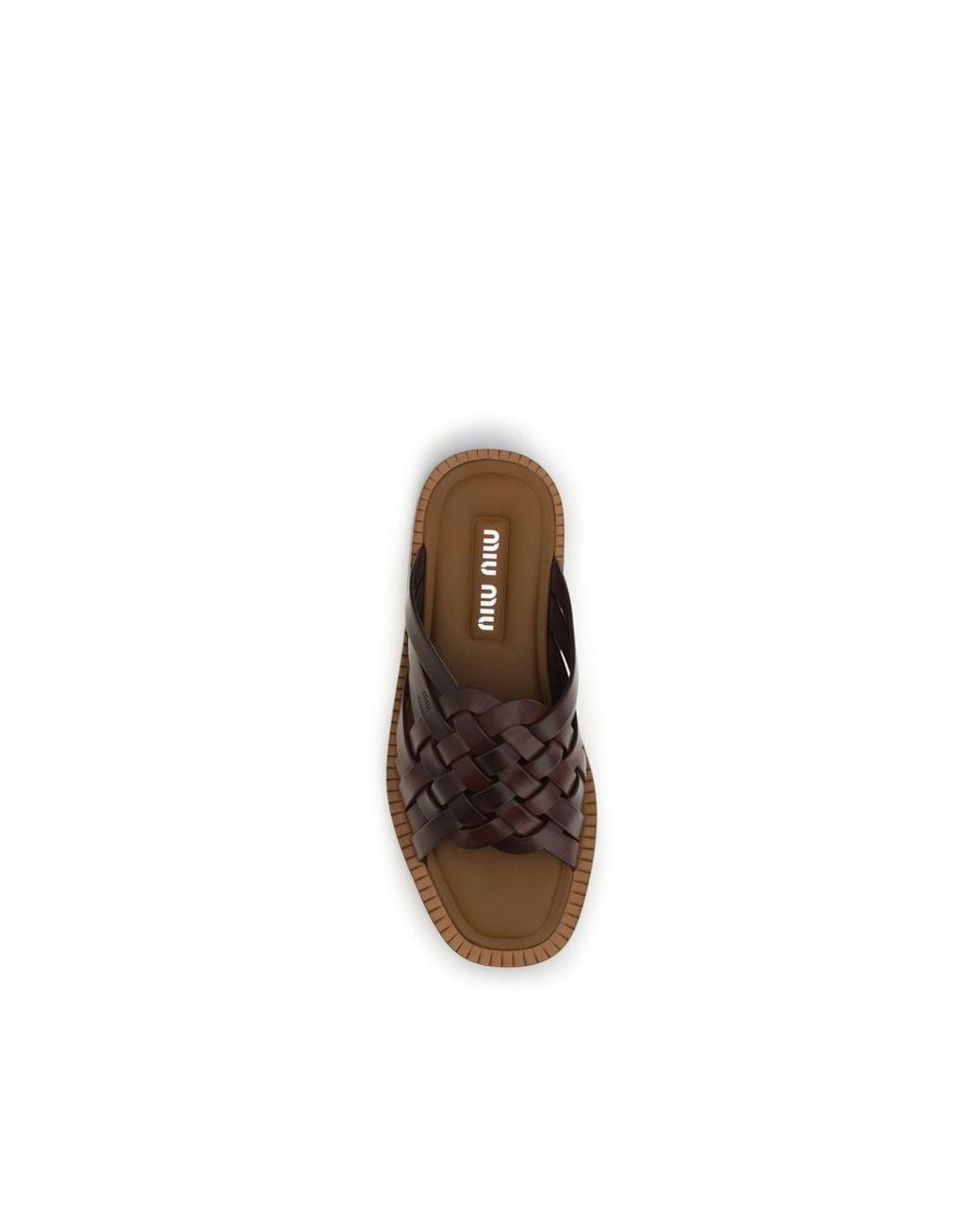 Miu Miu Brown Calf Leather Bos Taurus Flat Sandals