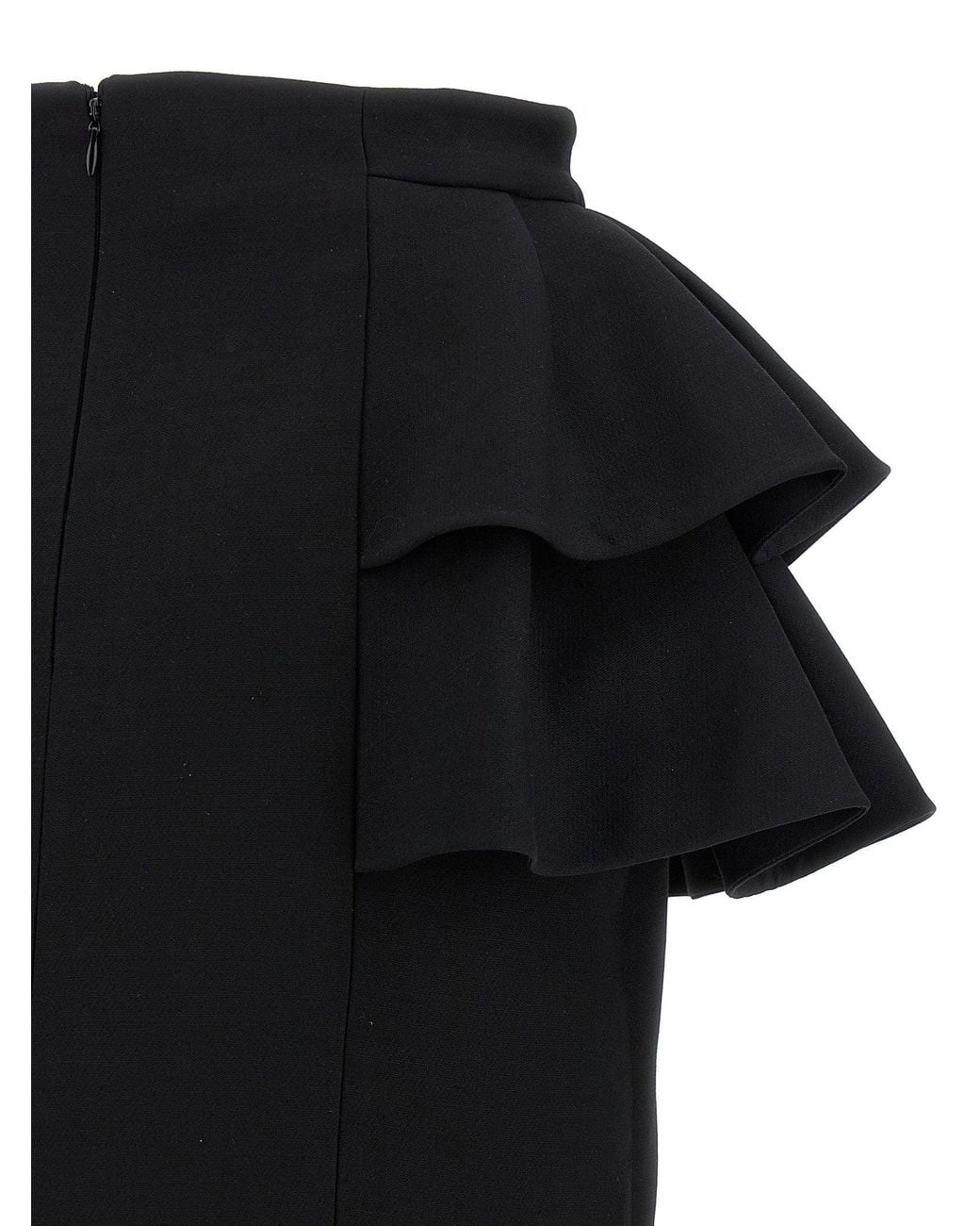 Valentino Garavani Tiered Ruffle Crepe Skirt in Black | Lyst