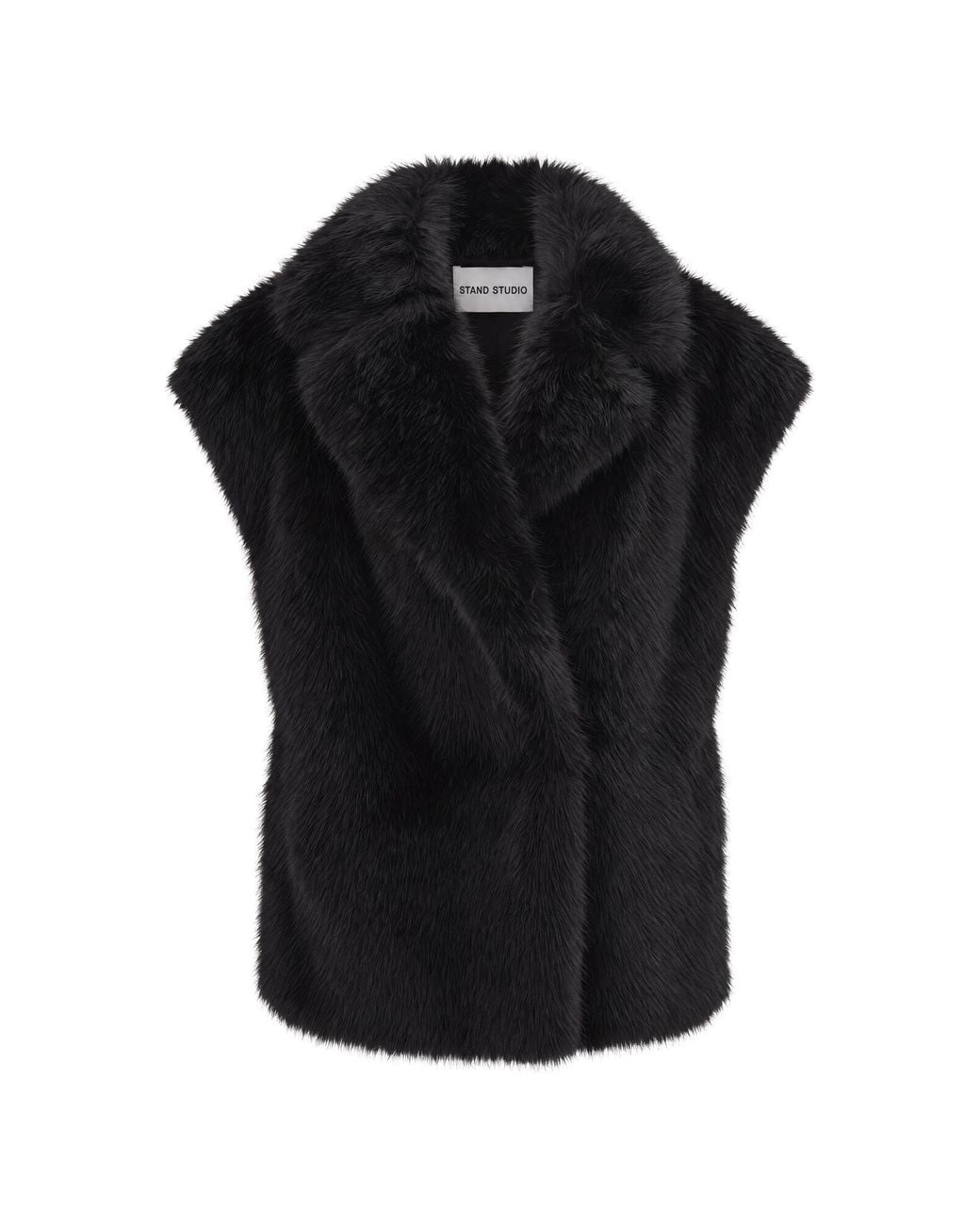 Stand Studio Black Kinley Faux Fur Gilet Jacket