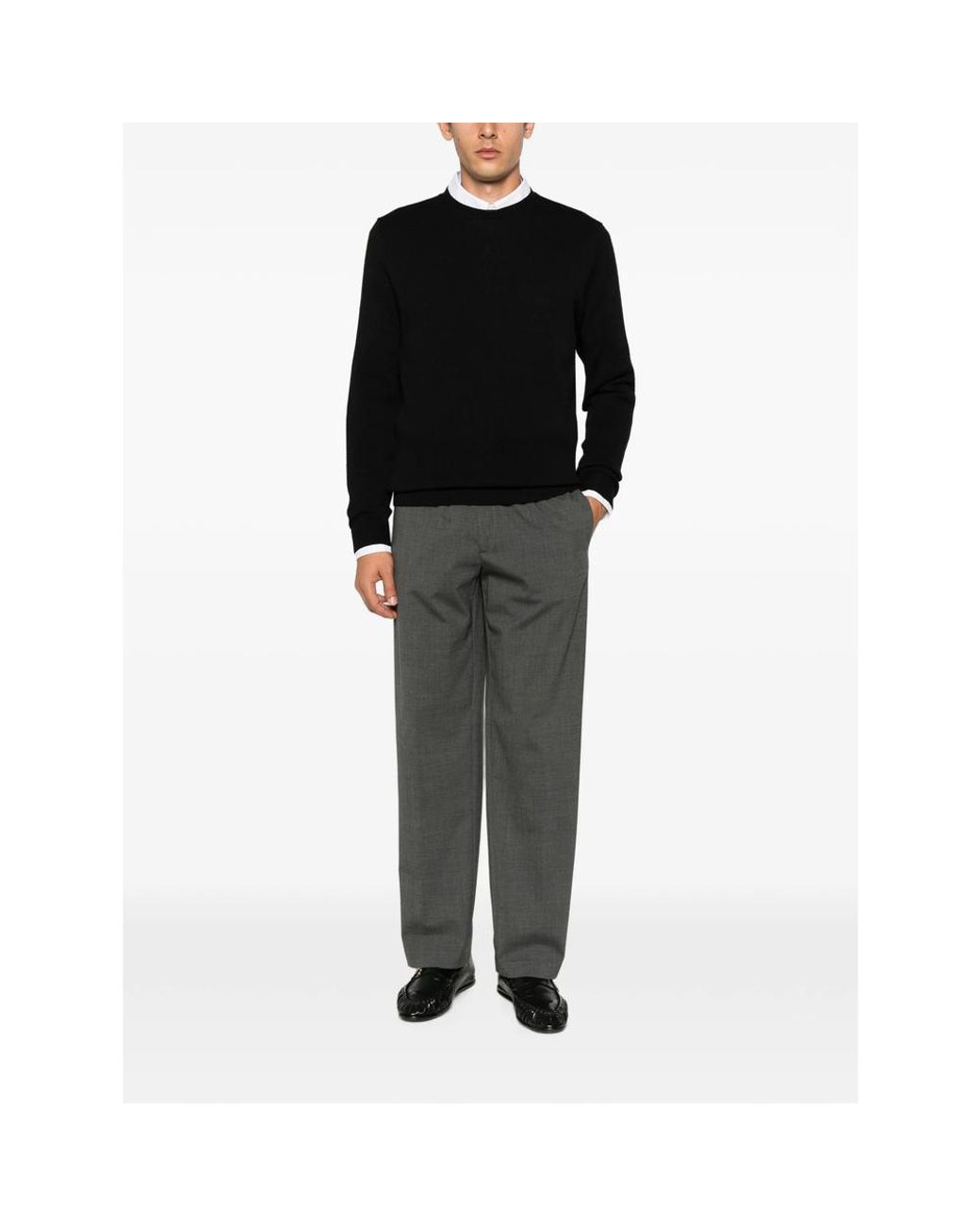 Zanone Black Sweater Waffle Knit Virgin Wool Jumpers for men