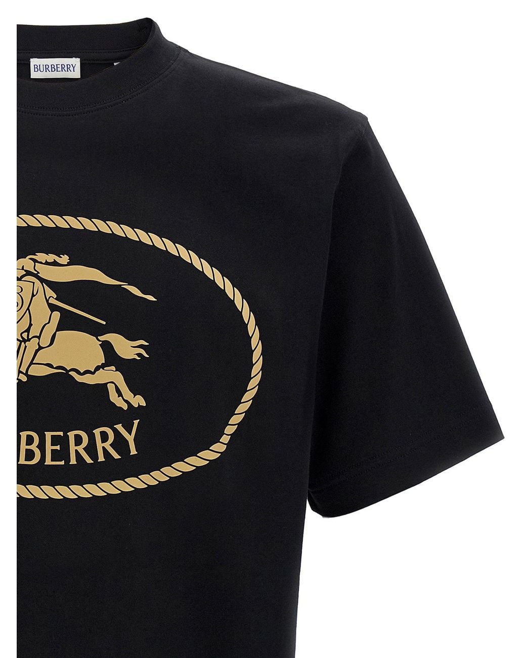 Burberry Black Logo-Embossed Knight Stamp T-Shirt for men
