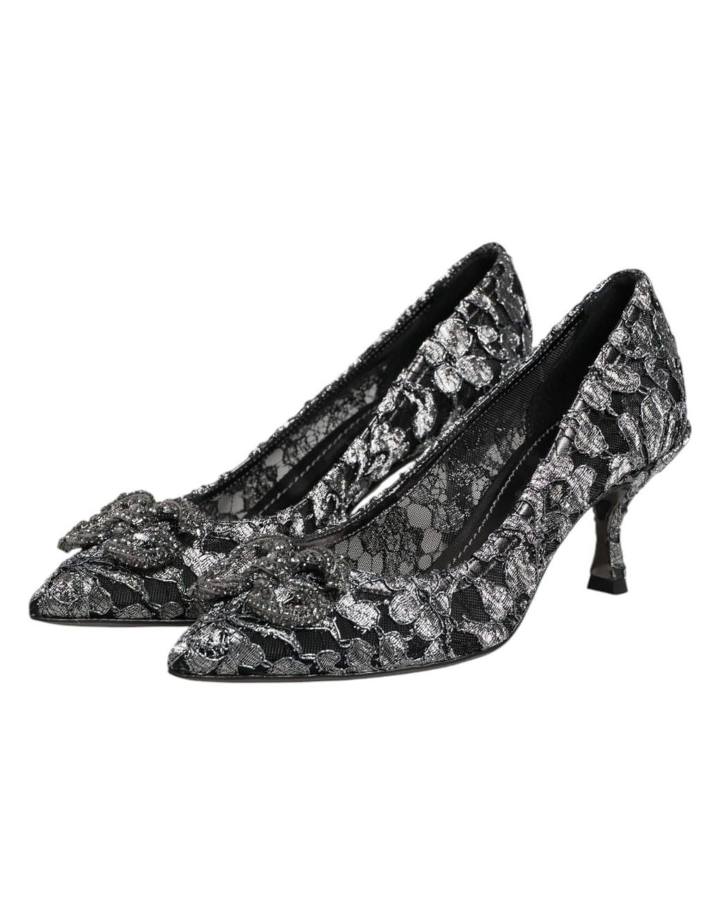 Dolce & Gabbana Black Lace Dg Amore Heels Pumps Shoes Pa+Pl+Lamb