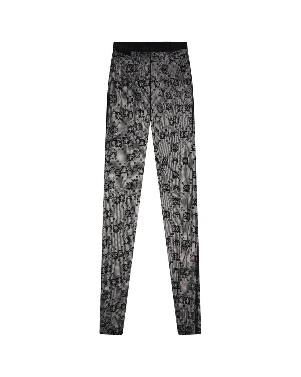 MARINE SERRE Black Recycled Mesh Flocked Tights Polyamide Socks