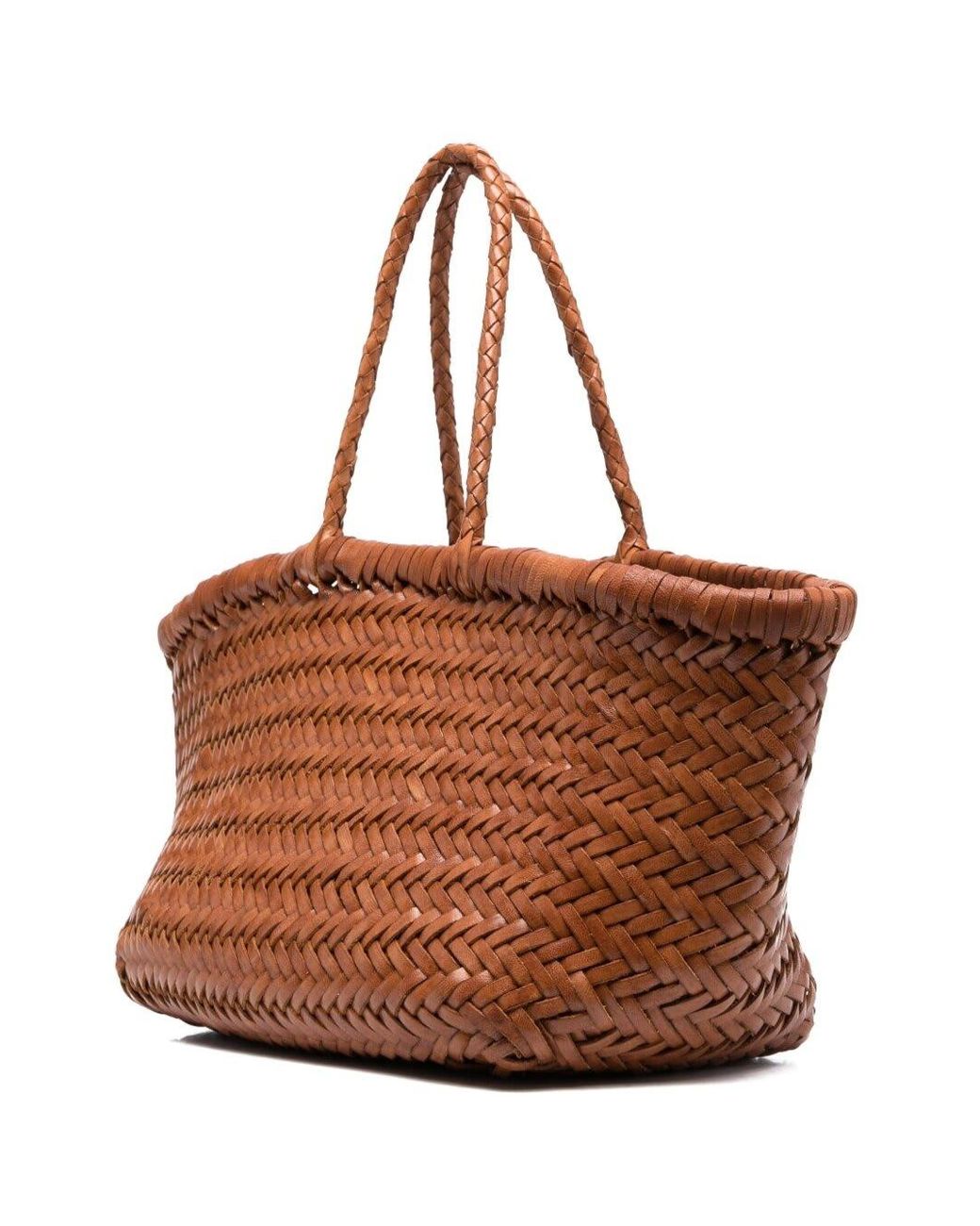Dragon Diffusion Triple Jump Tan Brown Small Tote Bag In Braided ...